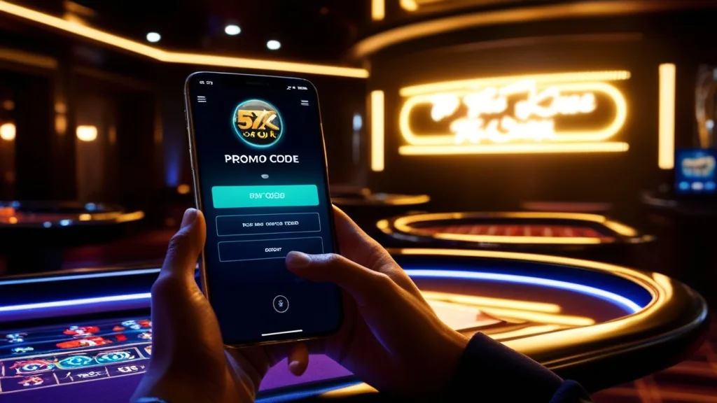 Schermata di codice promo in un casinò digitale con bonus evidenziato